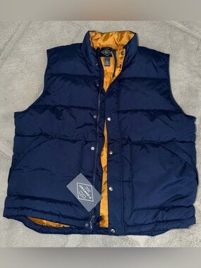 St. John's Bay Navy Puffer Vest with Gold Lining